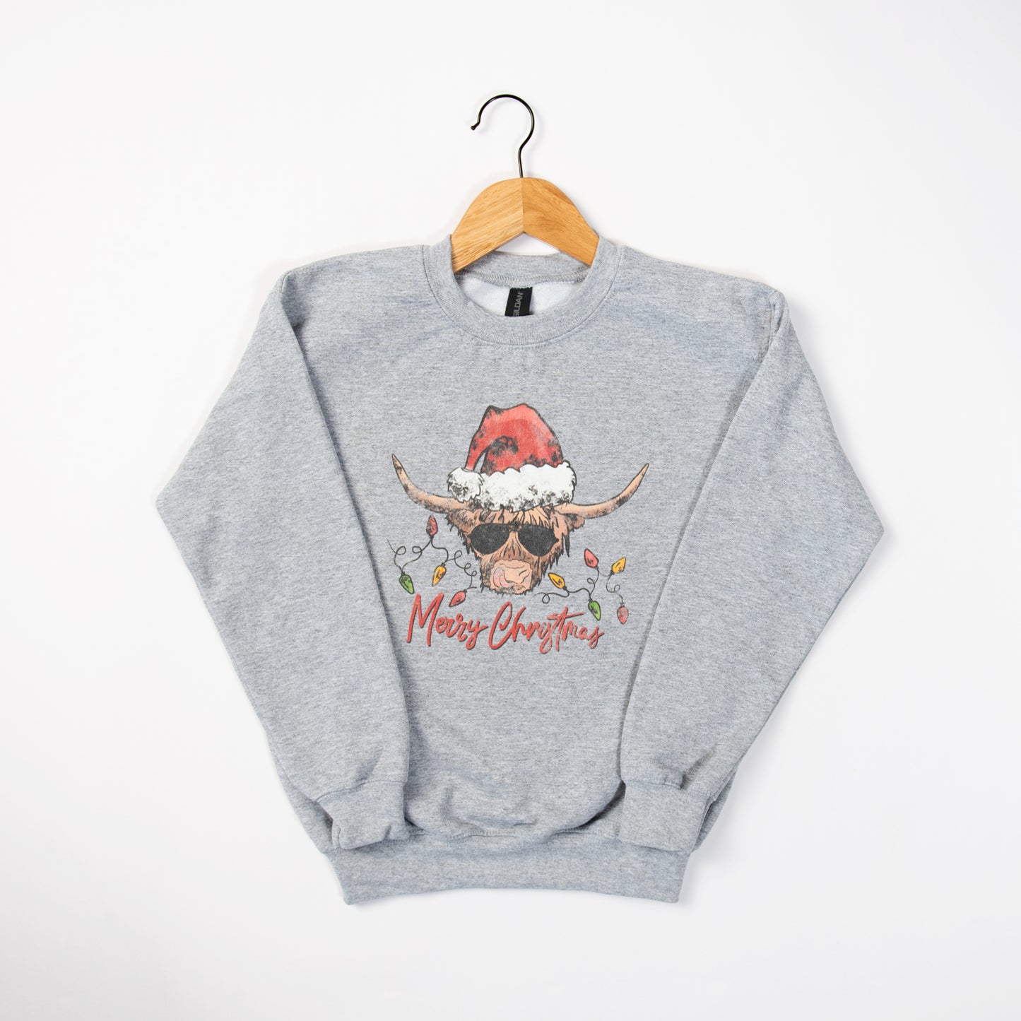 Christmas Highland Cow Retro Graphic Crewneck