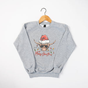 Christmas Highland Cow Retro Graphic Crewneck