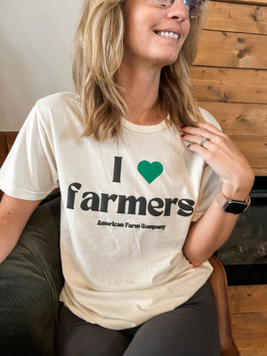 'I Love Farmers' Puff Cream Tee