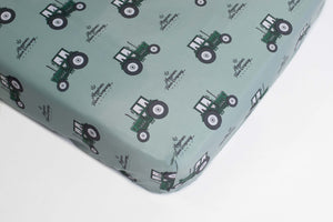 Green Tractor Crib Sheet