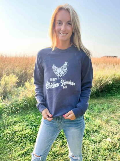 In My Chicken Tender Era Heather Navy Crewneck - American Farm Company