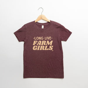 Long Live Farm Girls Maroon Tee - Youth & Toddler