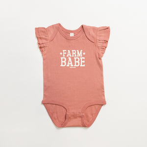 Mauve Ruffle Sleeve 'Farm Babe'- Toddler and Onesies