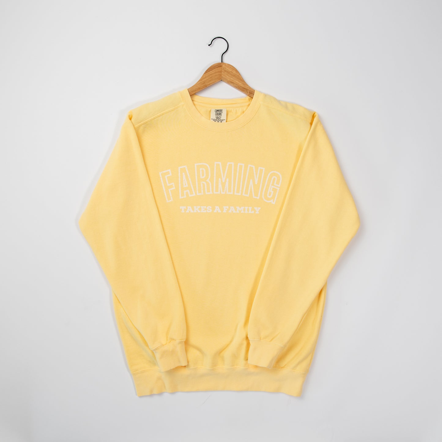 'Farming Takes a Family' Yellow Crewneck