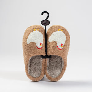 Brown Fuzzy Chicken Slippers - Adult PREORDER