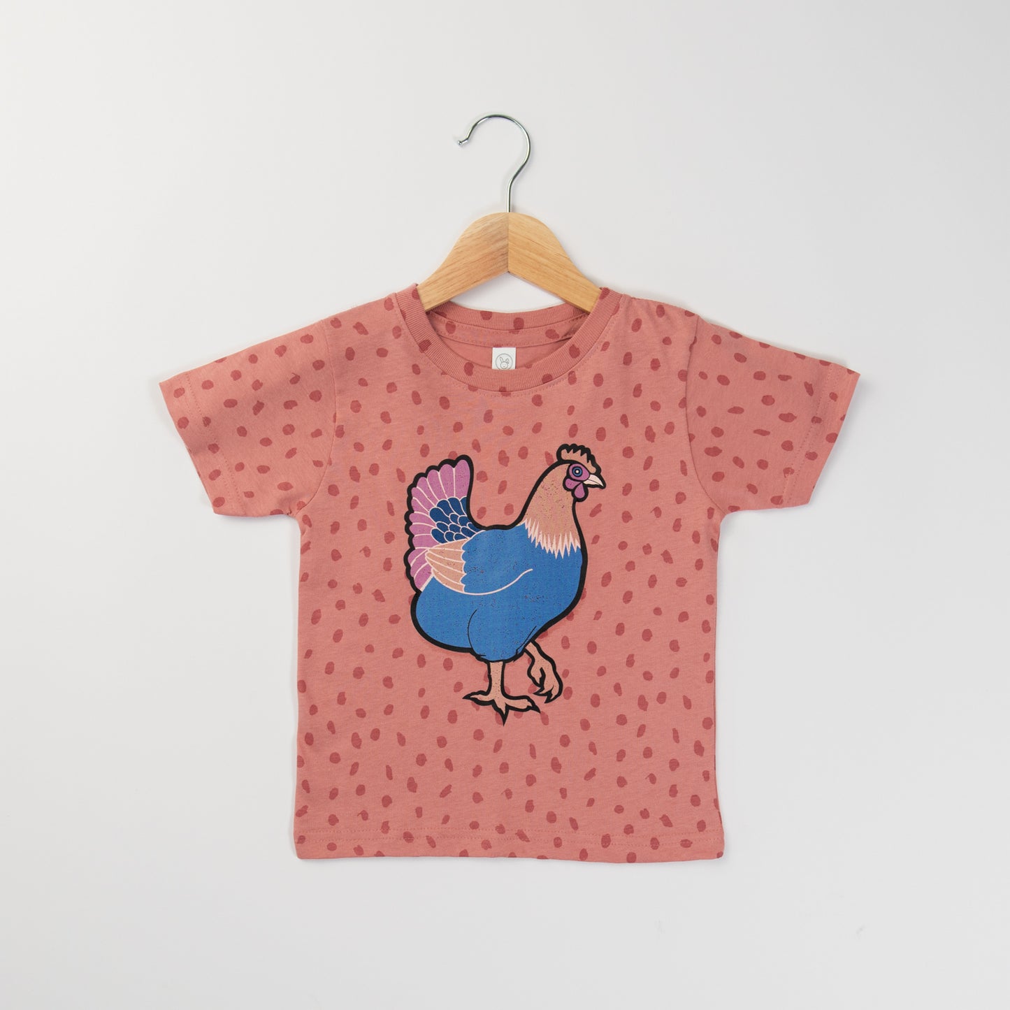 Kids Pink PolkaDot Retro Chicken Tee