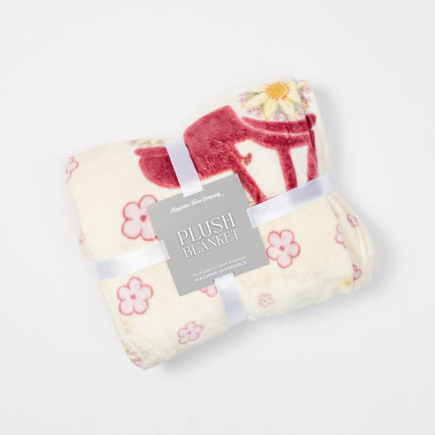 Spring Floral Tractor Plush Throw Blanket - PREORDER