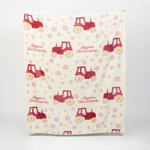 Spring Floral Tractor Plush Throw Blanket - PREORDER