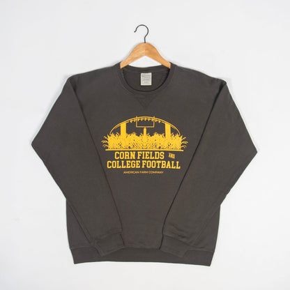 ‘Cornfields and College Football’ Washed Black Crewneck - American Farm Company