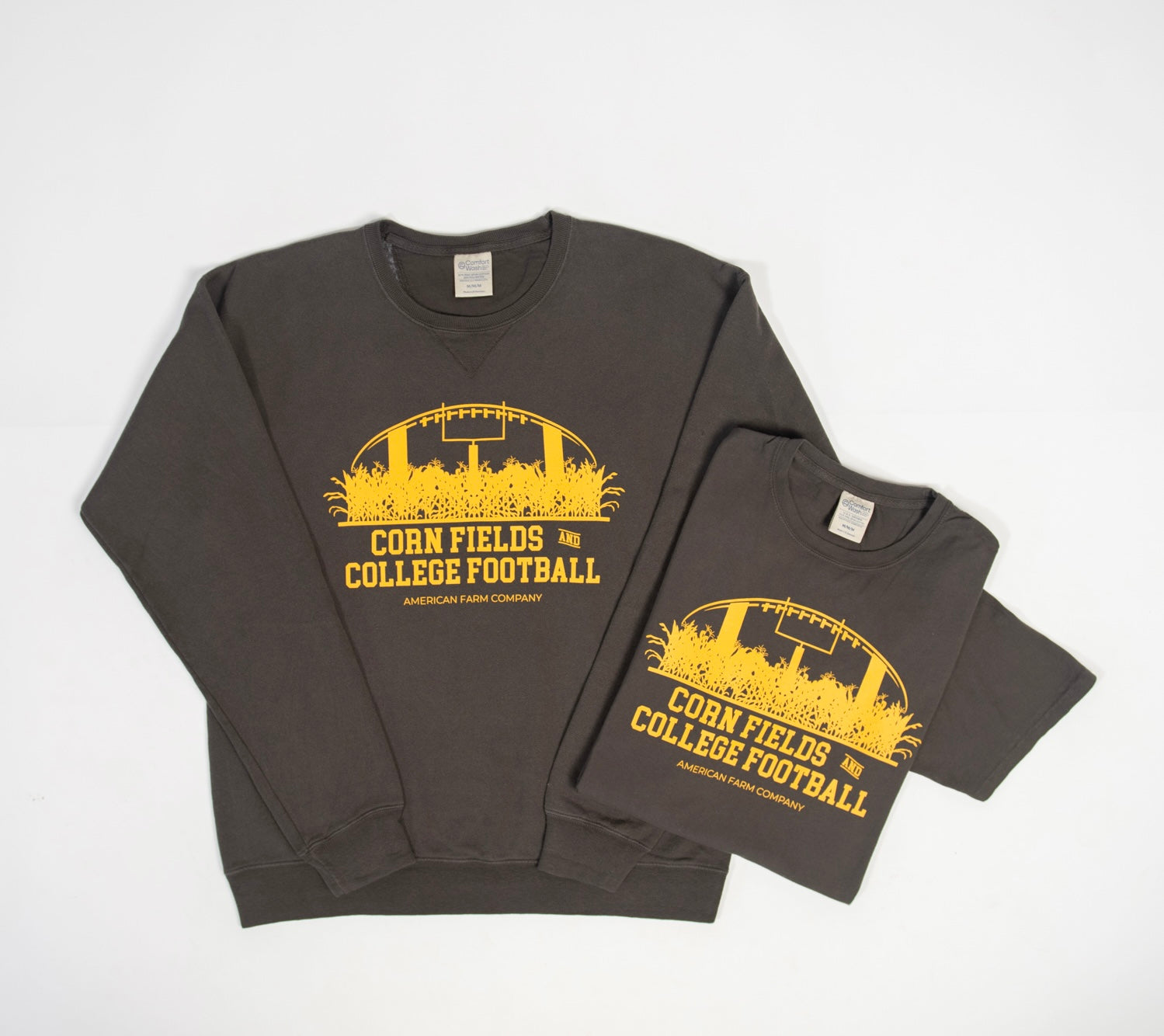 ‘Cornfields and College Football’ Washed Black Crewneck - American Farm Company