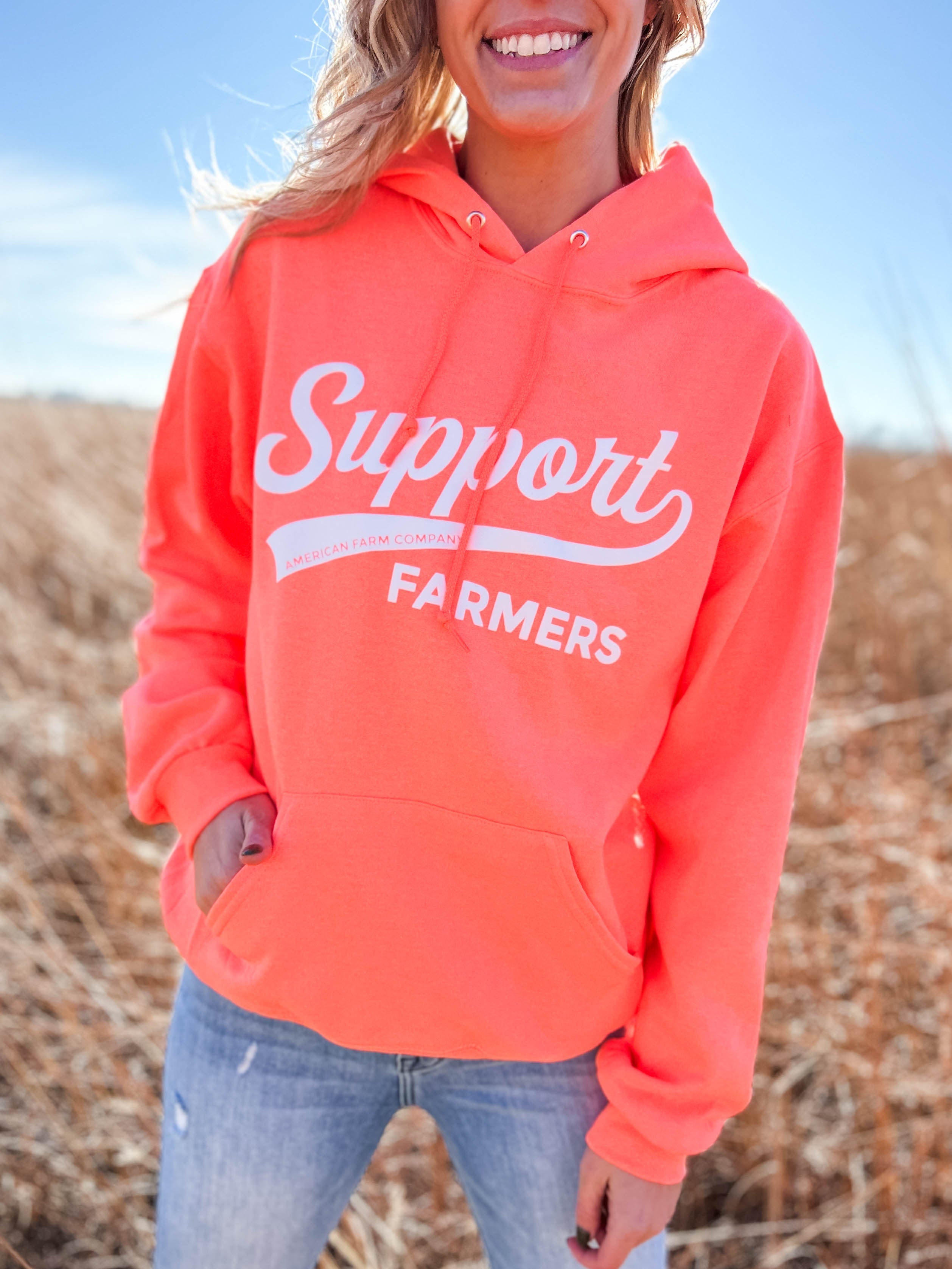 Neon Support Farmers Banner Puff Design Hoodie