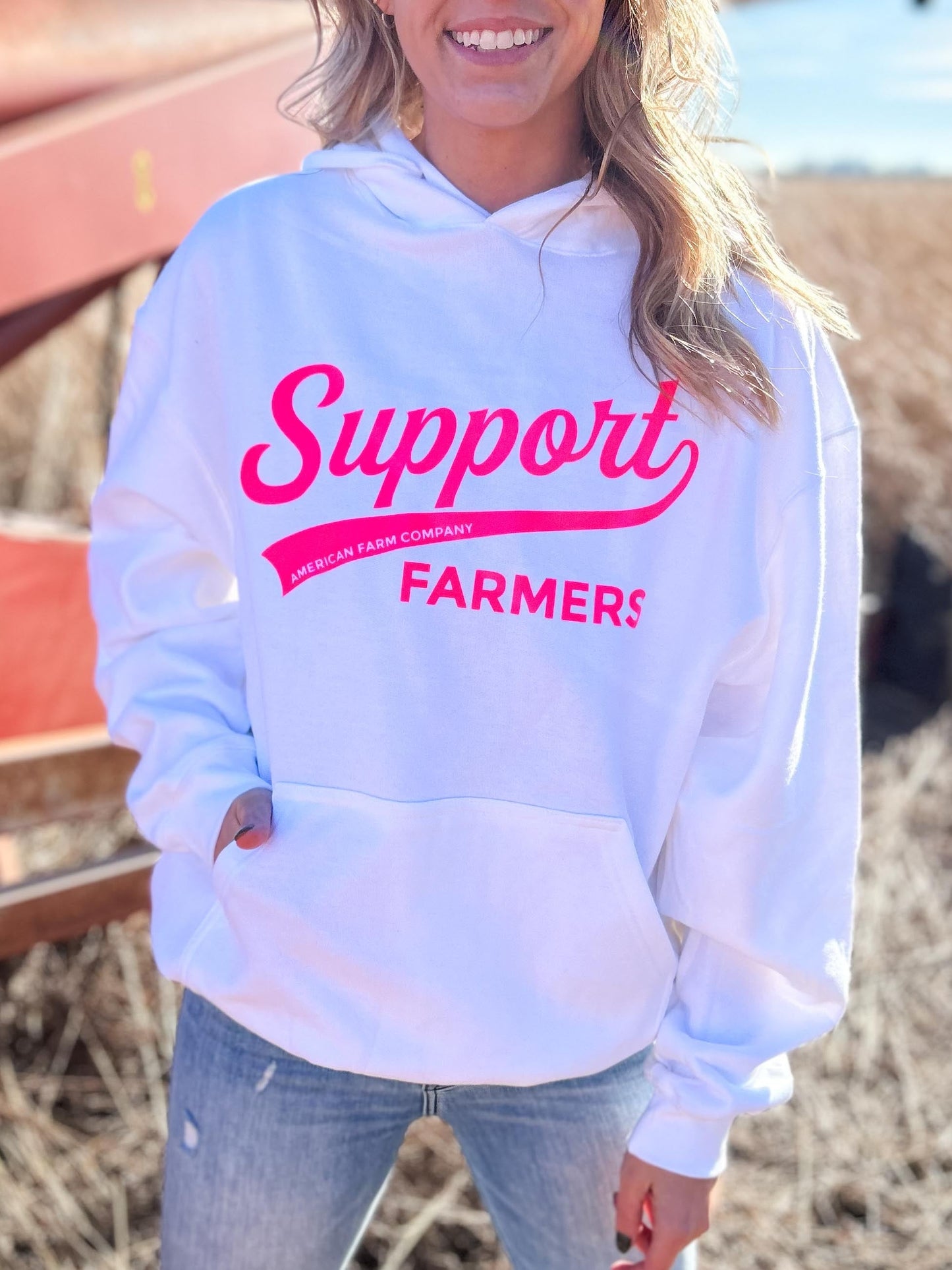 Neon 'Support Farmers Banner' White Hoodie