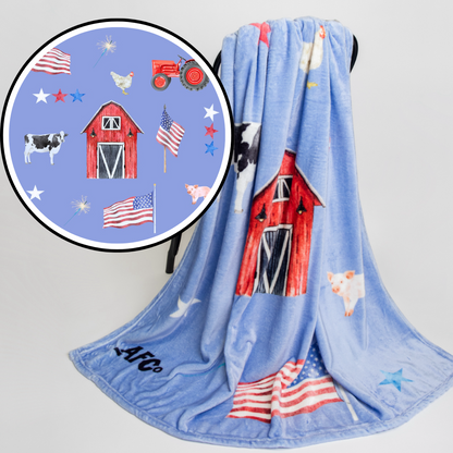 Patriotic Farm Plush Blanket