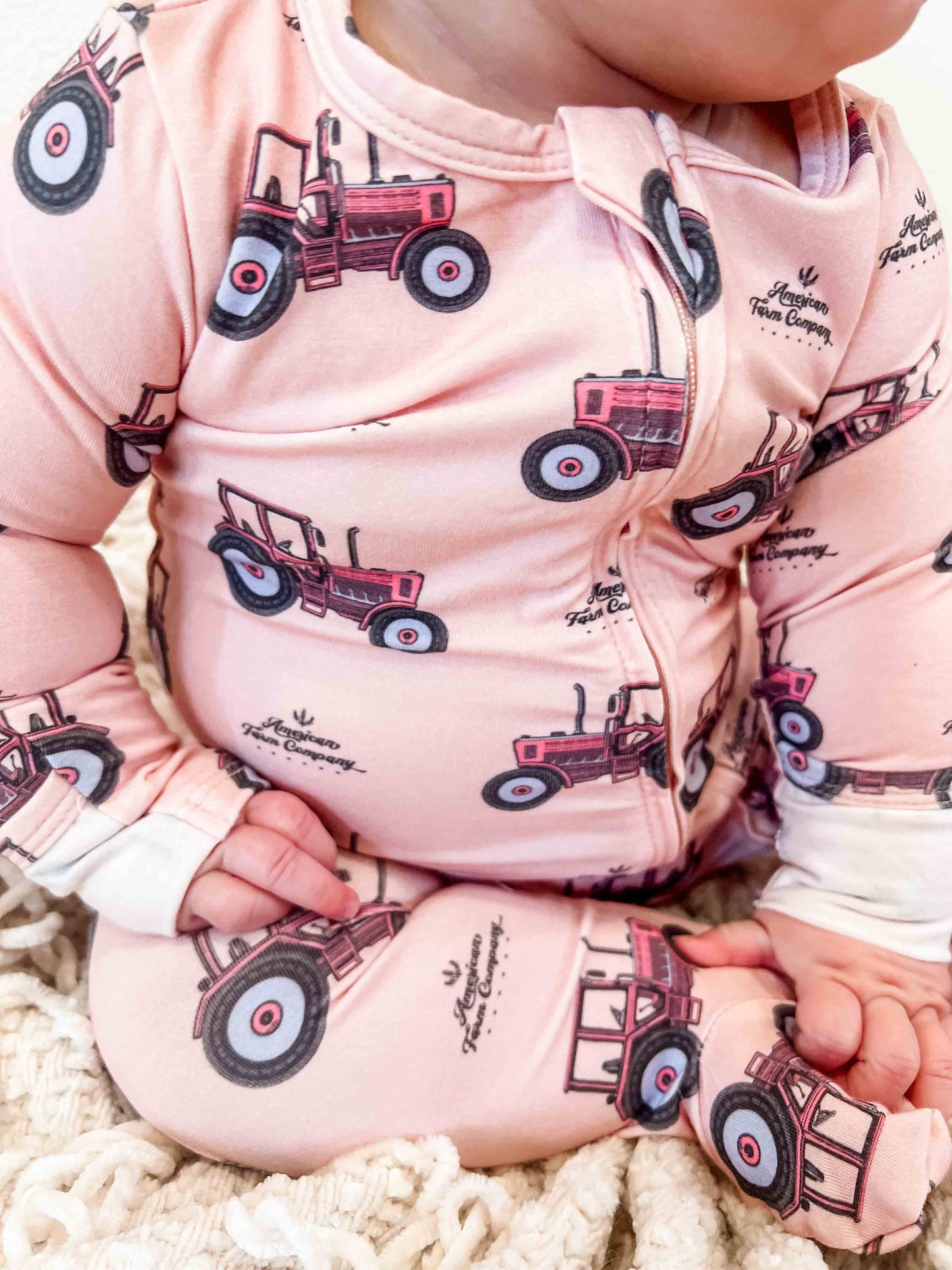 Pink Tractor Baby Pajamas