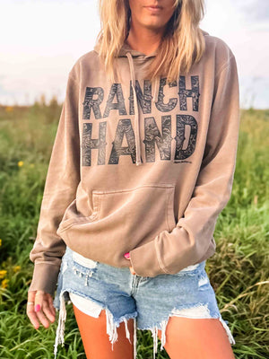 Ranch Hand Washed Brown Hoodie