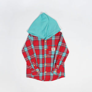 Red Plaid Hooded Flannel Shirt - Baby/Youth