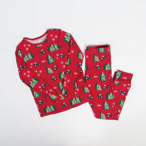 PREORDER Red Tractor Christmas Toddler/Youth Bamboo Pajamas