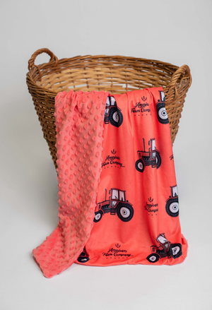 Red Tractor Minky Baby Blanket