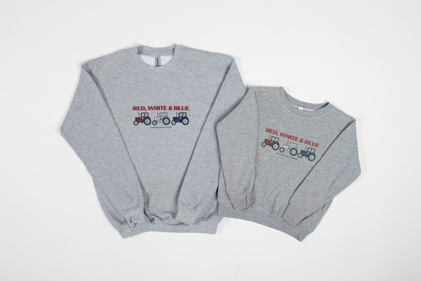 Red, White, Blue Tractors Toddler & Youth Crewneck