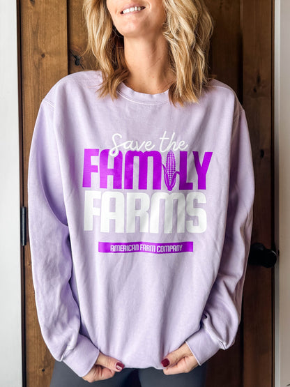 ‘Save the Family Farms’ Orchid Crewneck