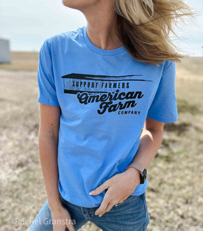 Support Farmers Warehouse Blue Tee