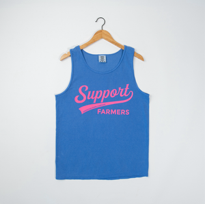 'Support Farmers' Banner Blue Tank Top