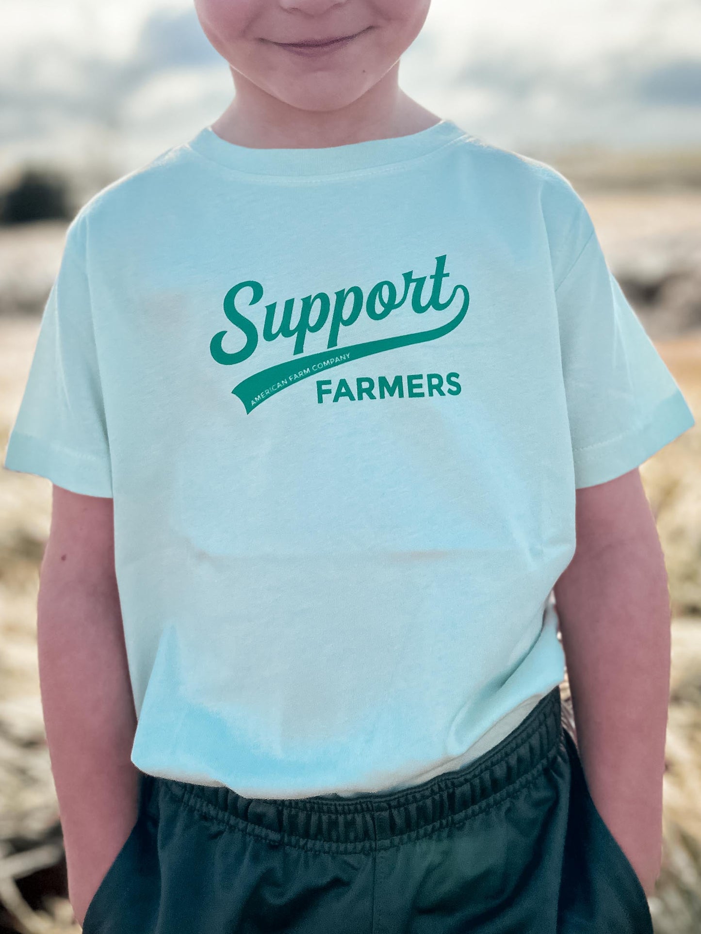 'Support Farmers Banner' Soft Green Tee- Toddler/ Youth