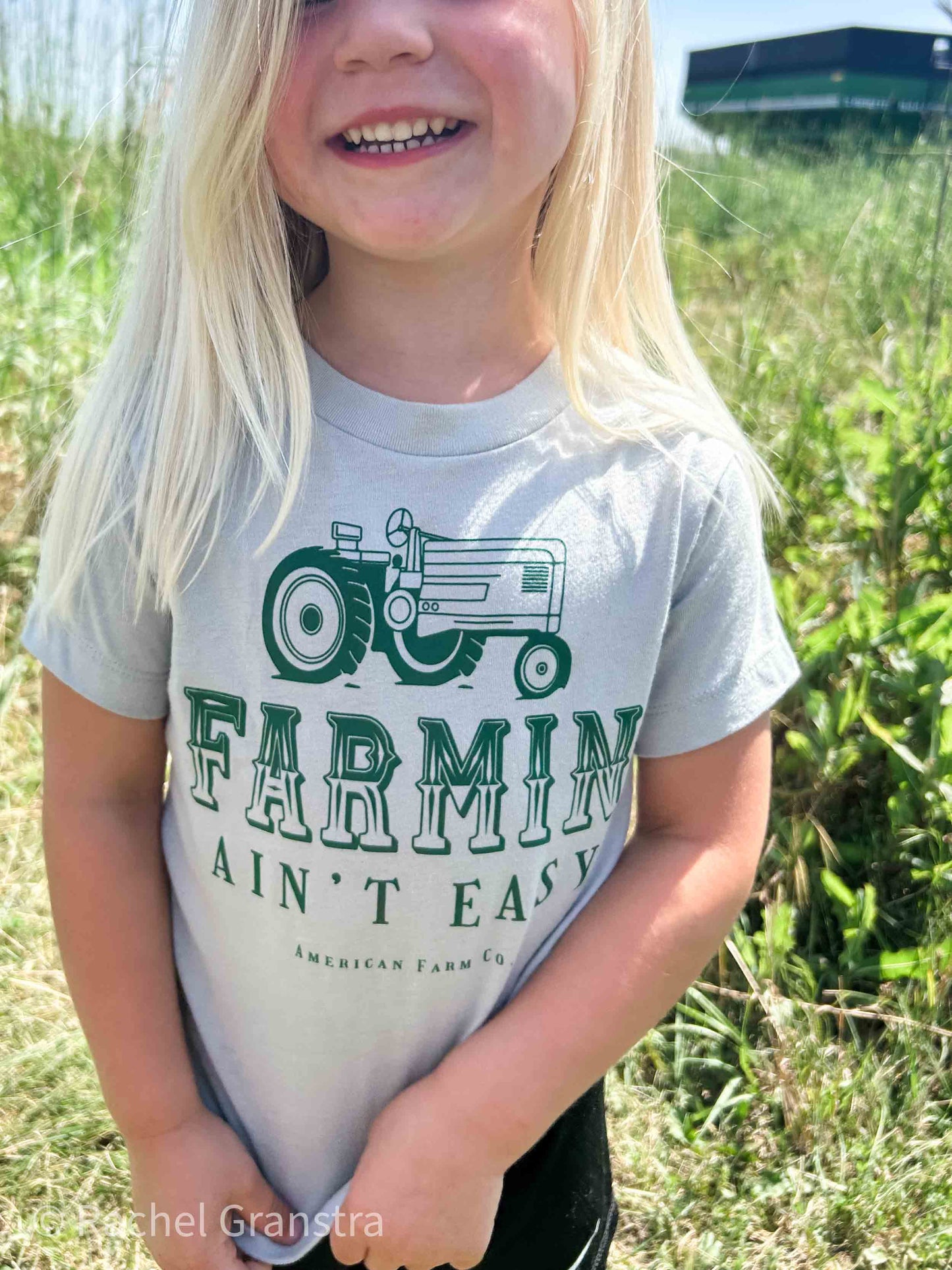 ‘Farmin’ Ain’t Easy’ Green Toddler/Youth Tees