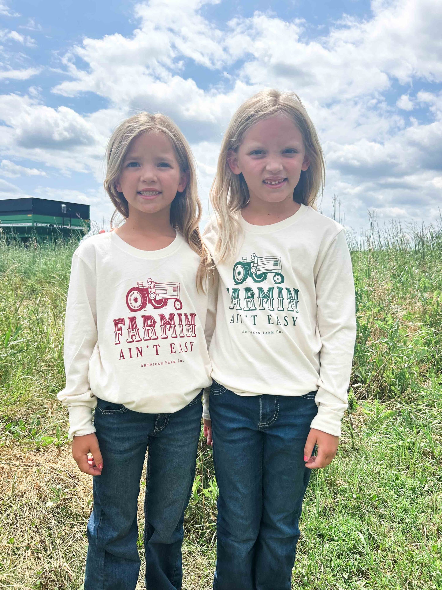 ‘Farmin’ Ain’t Easy’ Red Toddler/Youth Long Sleeve