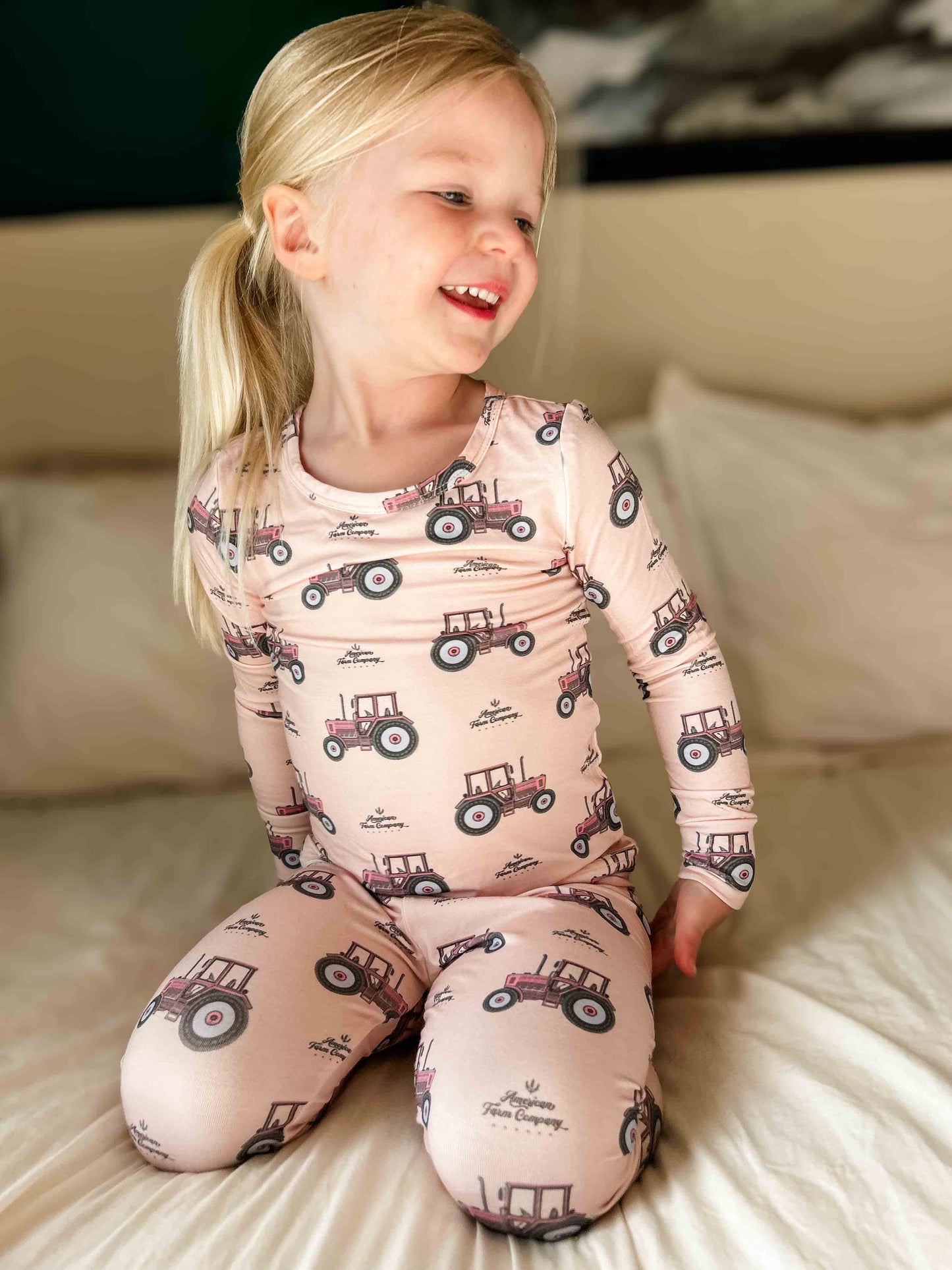 Pink Tractor Toddler/Youth Bamboo Pajamas