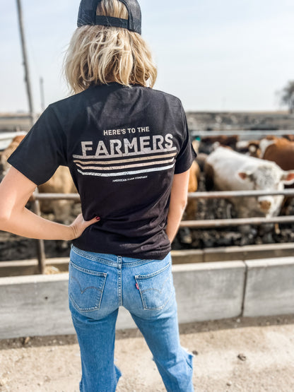 'Here's To the Farmers' Black Tee