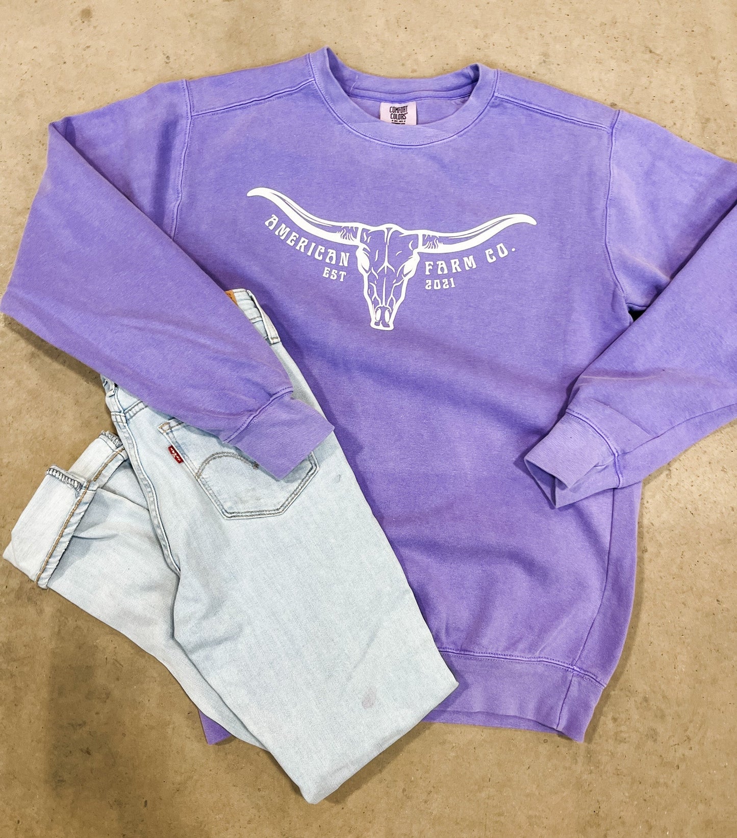 'Skull Horns' Lilac Crewneck