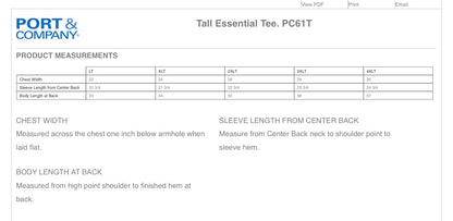 american farmer tee size chart