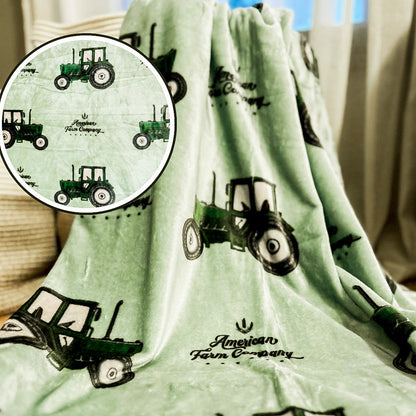'Green Tractor' Plush Blanket