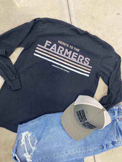 'Here's To the Farmers' Black Long Sleeve