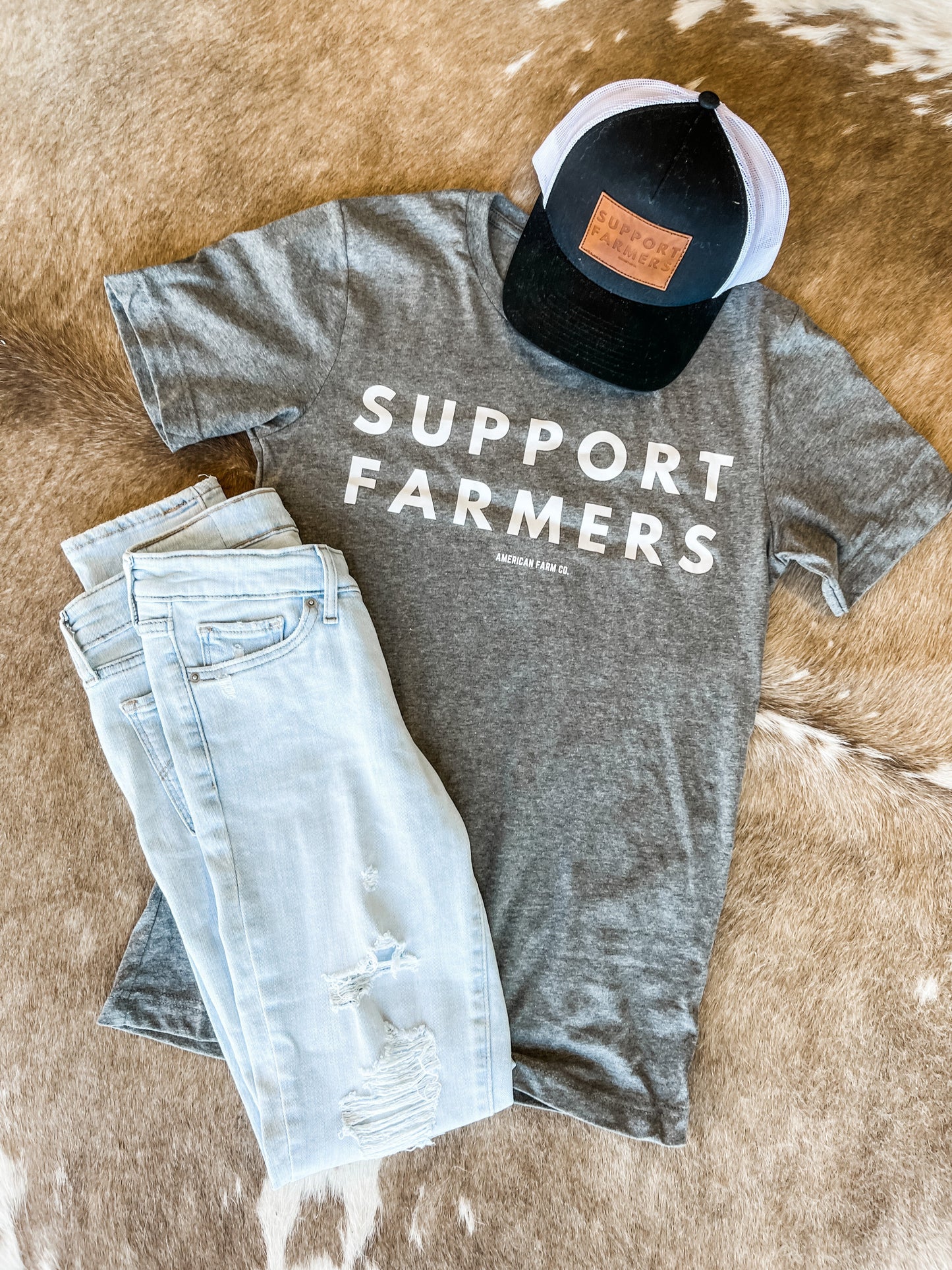 Support Farmers Grey Tee