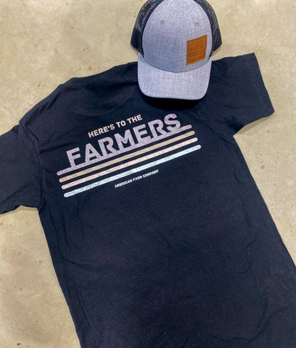 'Here's To the Farmers' Black Tee