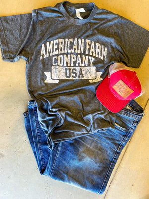 ‘American Farm Shirt Company’ USA Logo Grey Tees | rachelgranstra.com